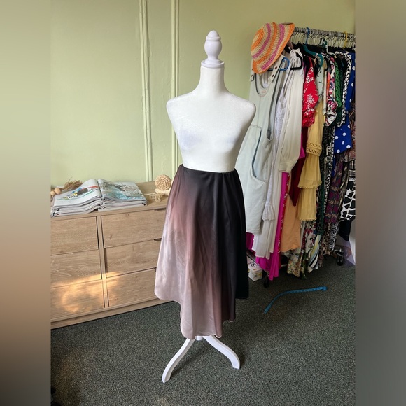 PRIMARK Brown & Black Ombre Handkerchief Asymmetrical Modest Slip Satin Skirt XS - Picture 5 of 16